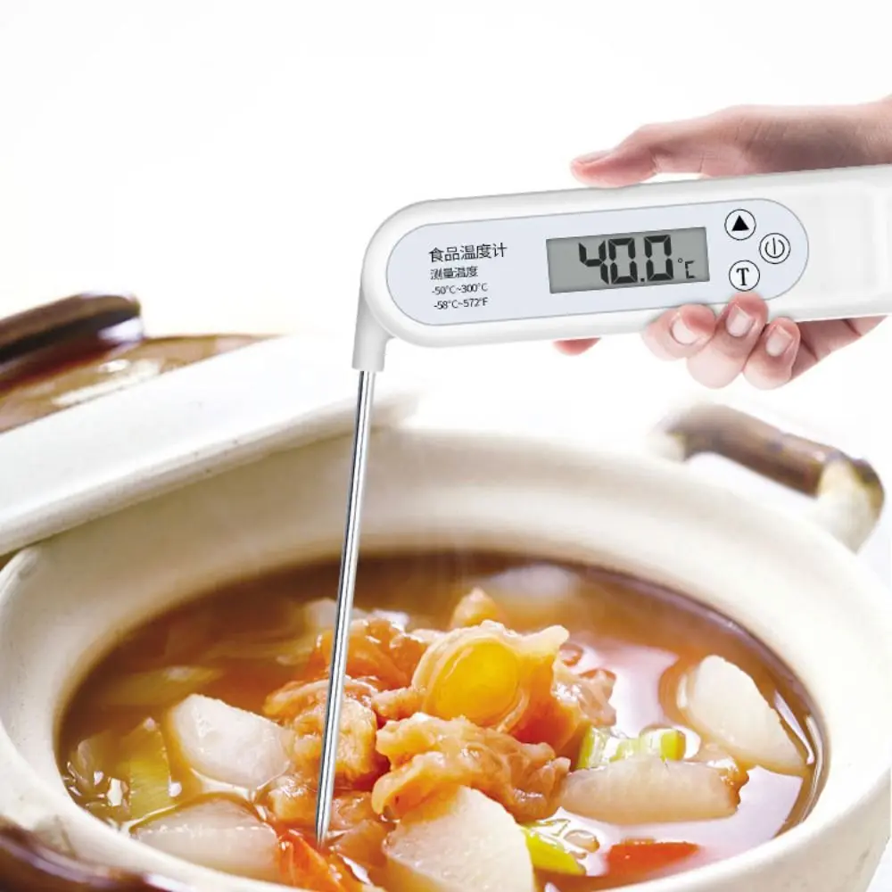 

Foldable Probe Food Thermometer Instant Read High Accuracy Food Temperature Sensor Switchable Units Barbecue Thermometer Baking