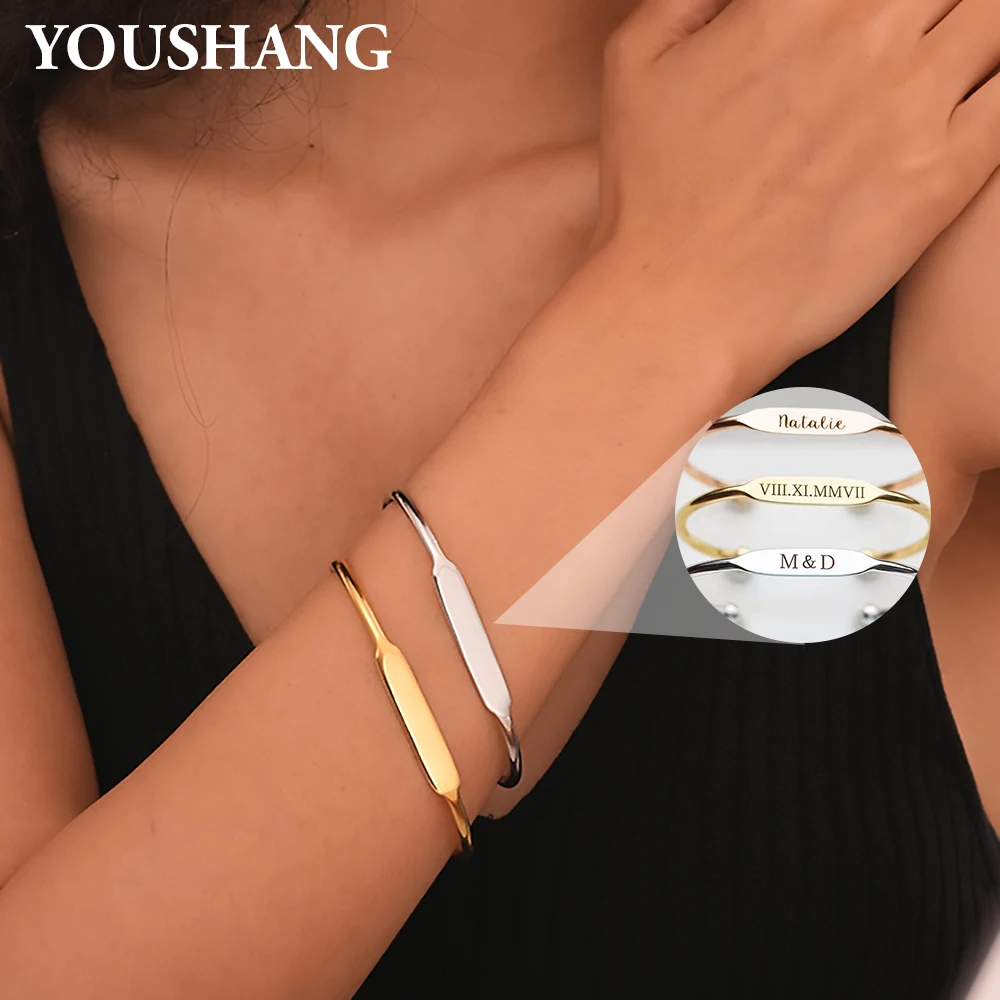 

Personalized Stainless Steel Name Bracelet for Women Fashionable Engraved Jewelry Valentine's Day Gift Customized Accessories