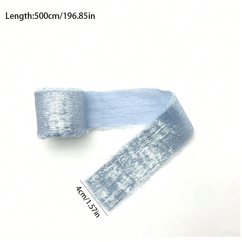 1pc 4CM*5M Handmade Frayed Edged Satin Silk Ribbon For Wedding Bouquets Wrapping Bowknot Birthday Party Decoration Gifts