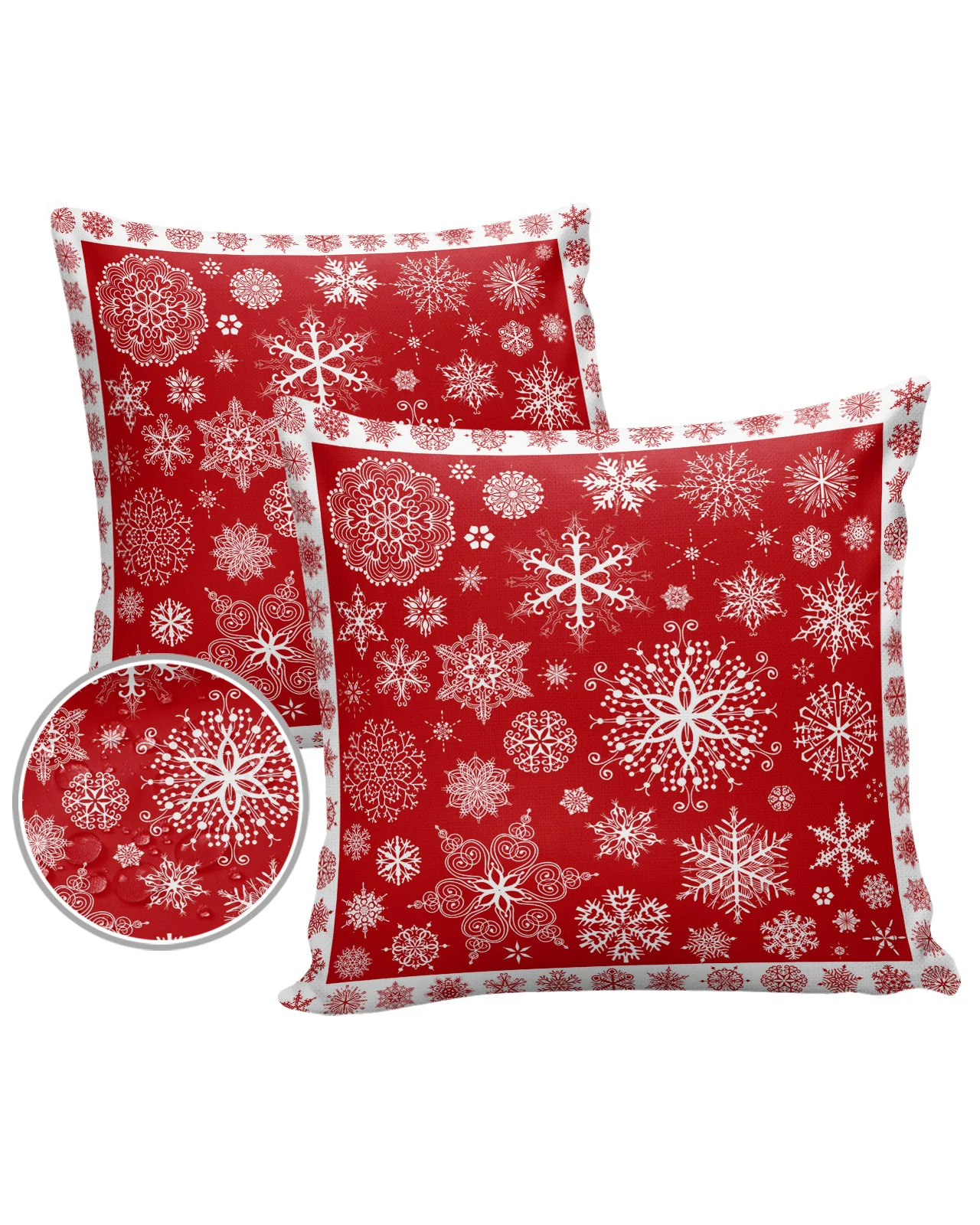 2/4PCS Christmas Red Snowflake Texture Waterproof Decorative Sofa Throw Pillow Cover Case Garden Patio Cushion Covers