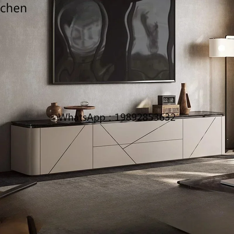 Light Luxury TV Cabinet Coffee Table Combination Living Room High-end Minimalist Solid Wood Floor Cabinet Modern SimplicityD4