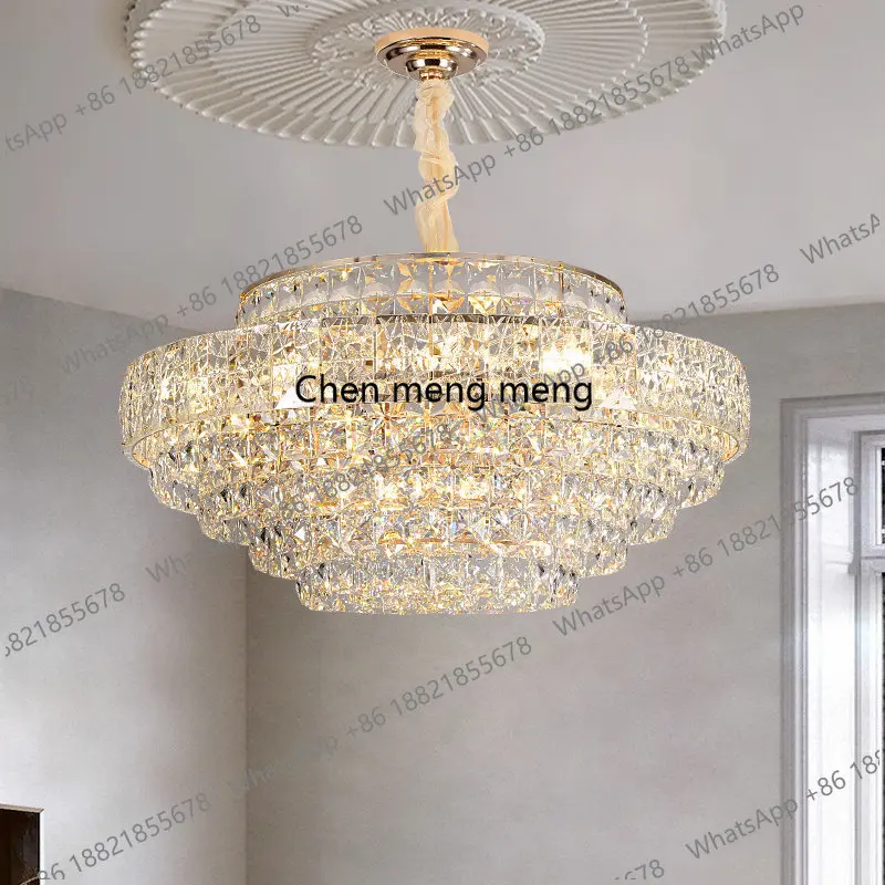 

French light luxury living room high-end crystal lamp atmospheric bedroom, villa duplex floor crane