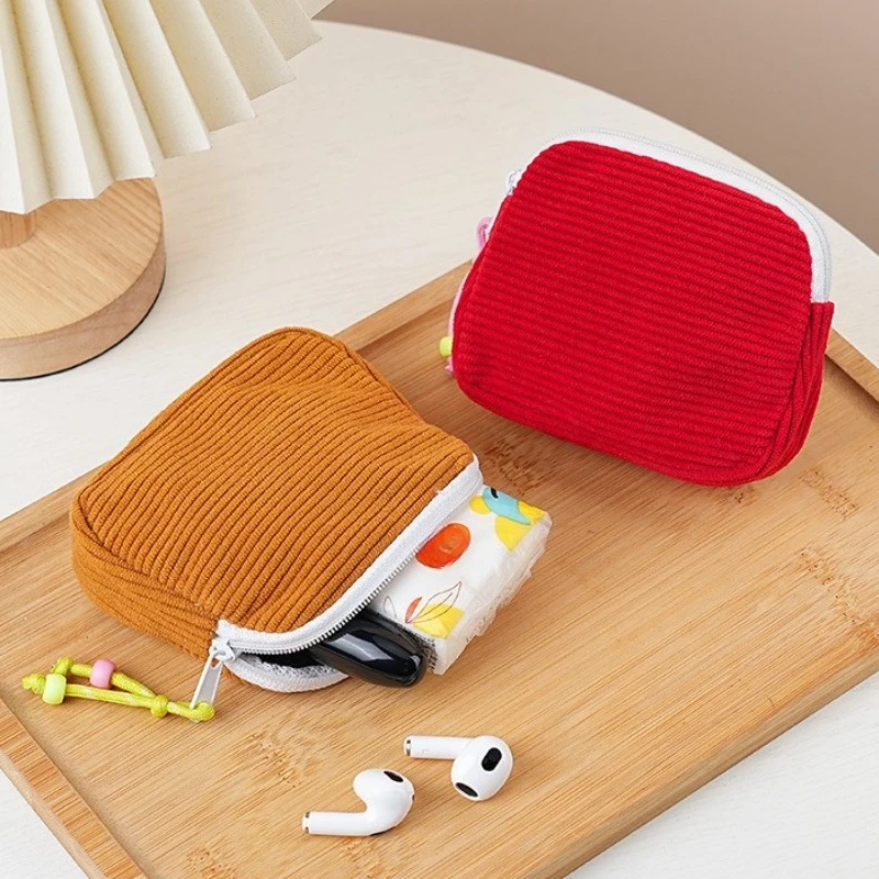 

Новая женская косметичка, однотонная полосатая косметичка в корейском стиле, косметичка, милый органайзер для макияжа, мини-кошелек