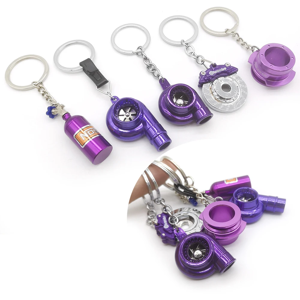 Creative gift car metal keychain JDM Culture gear hub pendant brake disc shock absorber Pendant