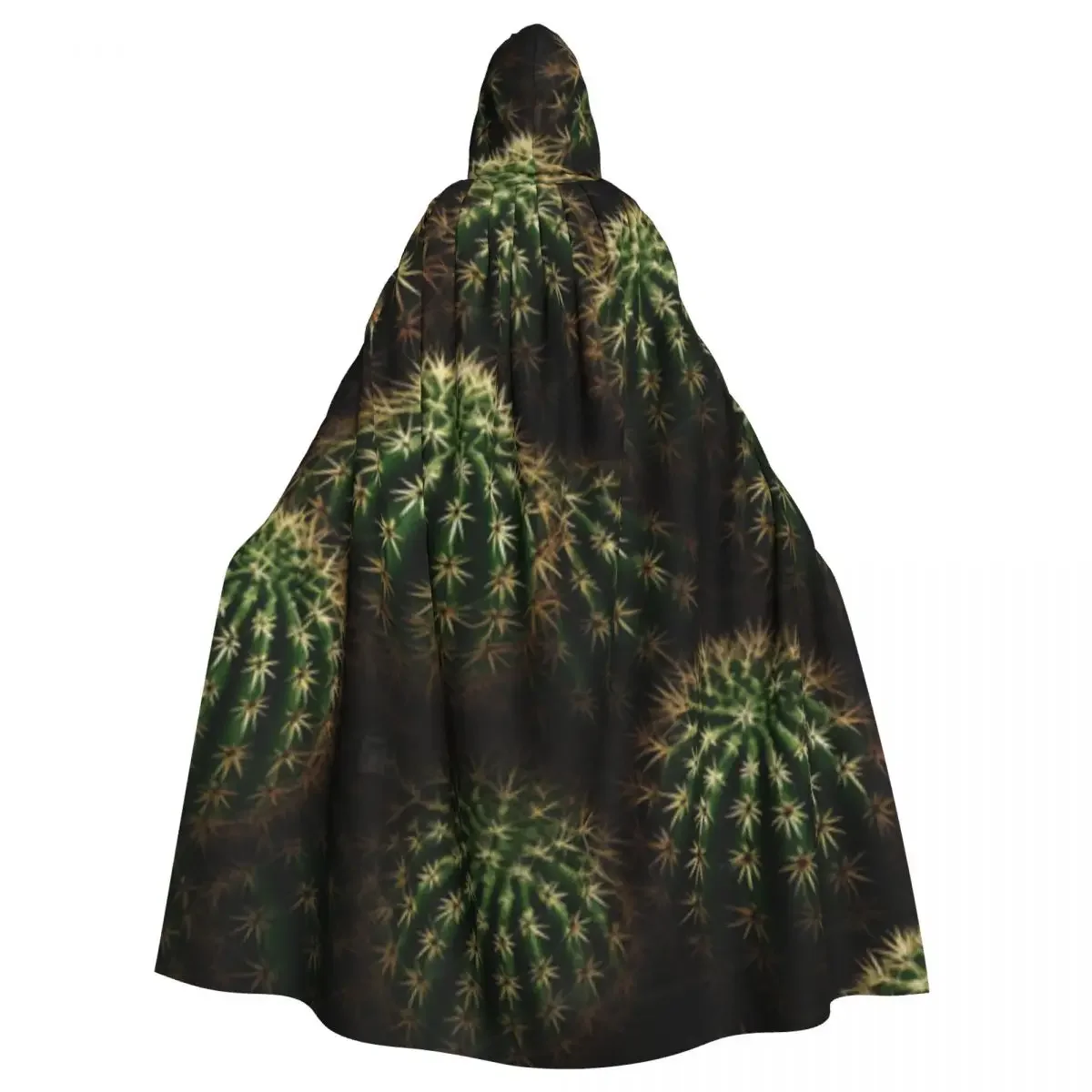 

Adult Halloween Cactus Cape Hooded Medieval Costume Full Length Dress Coat