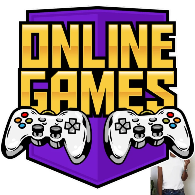 Trendy Game Controller Online Games Heat Transfer White Ink Iron - on Patch, Suitable for T - shirts/Canvas Bags/Clothes,