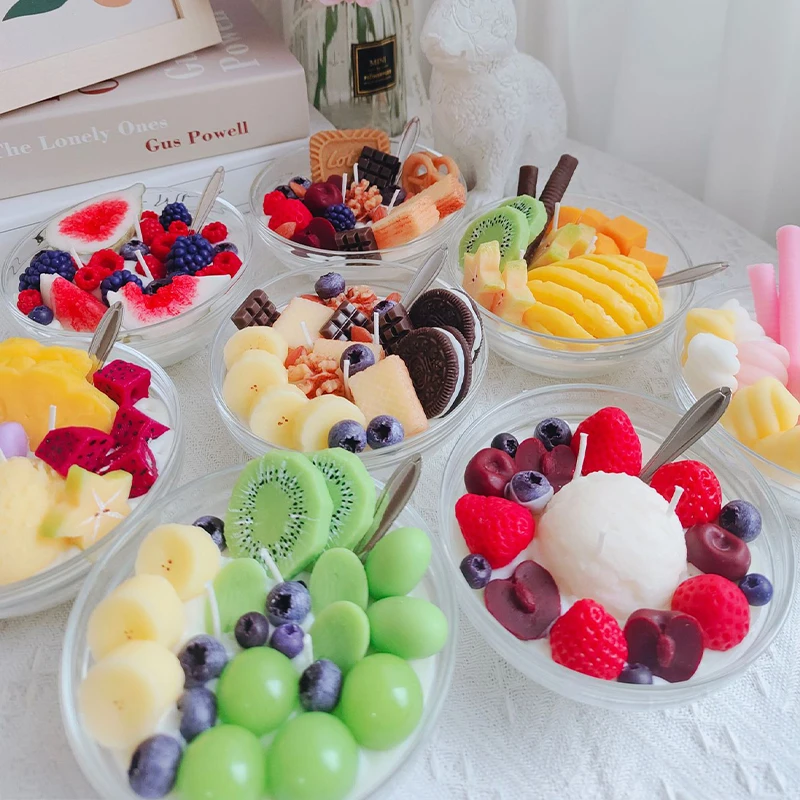 كوب فاكهة الموز أوريو شمعة معطرة شمع الصويا اليدوية هدية عيد ميلاد كوب حلوى زخرفة العطر