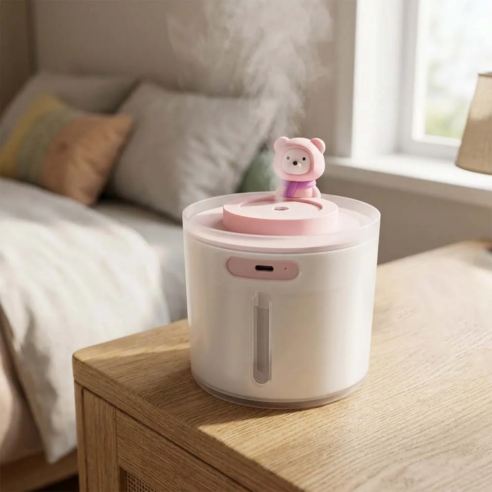 Low-Noise Humidifier for Dry Air Relief Featuring Essential Oil Diffusion and Calming Color-Changing LED Light