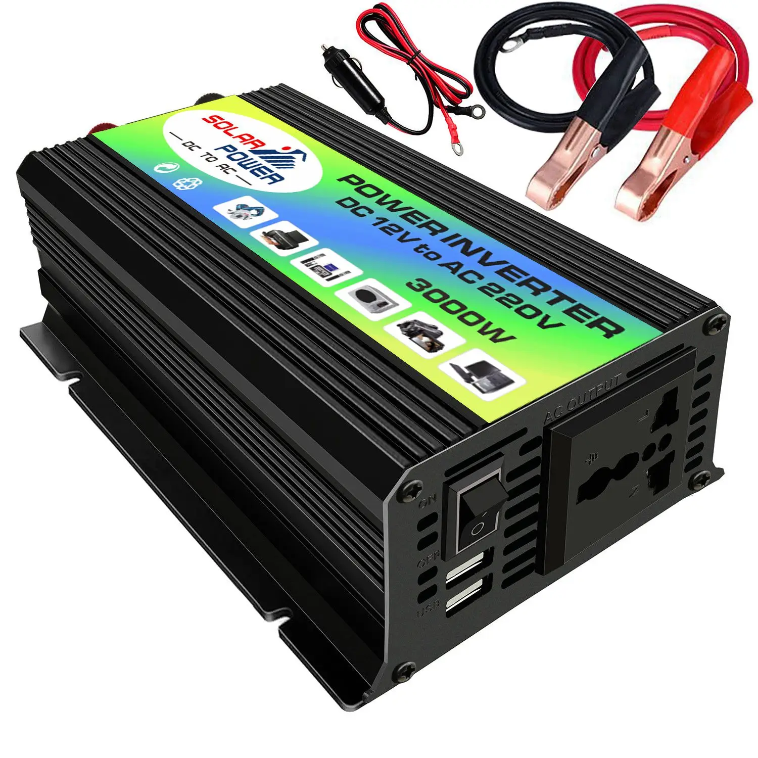 

Peak 300W 12V to 220V Car Power Inverter Converter Charger Adapter Dual USB Voltage Transformer Modified Sine Wave