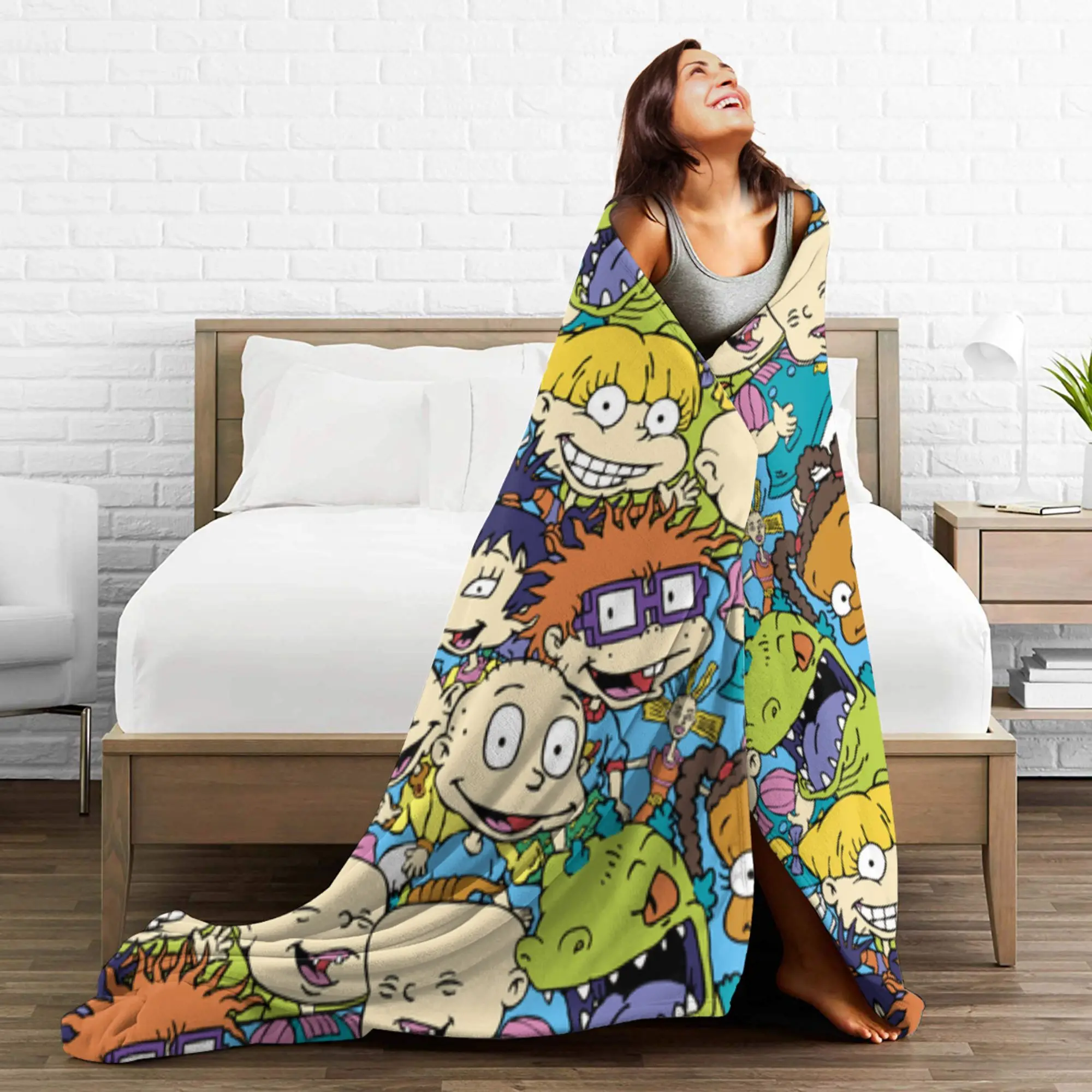 Rugrats 90s إحياء شخصية بطانية التخييم الفانيلا رمي بطانية للأريكة كرسي دافئ مخصص لتقوم بها بنفسك جودة المفرش هدية