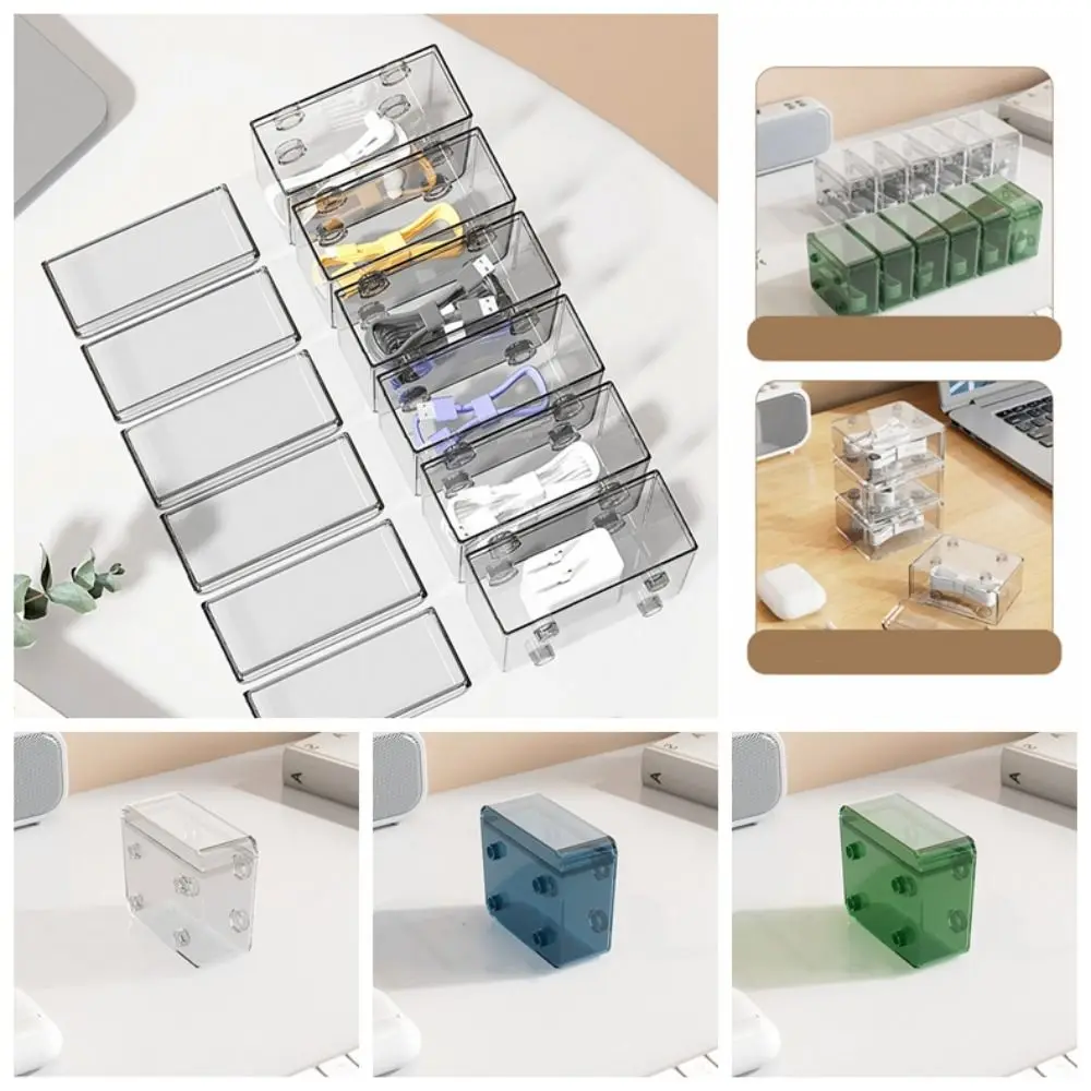 Waterproof Data Cable Storage Box, Empilhável, Transparente, Dustproof, Cabo Container, Plastic Flip Cover, Bobbin Winder, Jóias