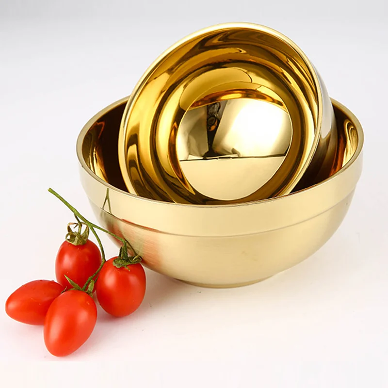 304 Stainless Steel Gold Bowl Household Kitchen Cooking Utensils Ideal for Preparing or Storing Food