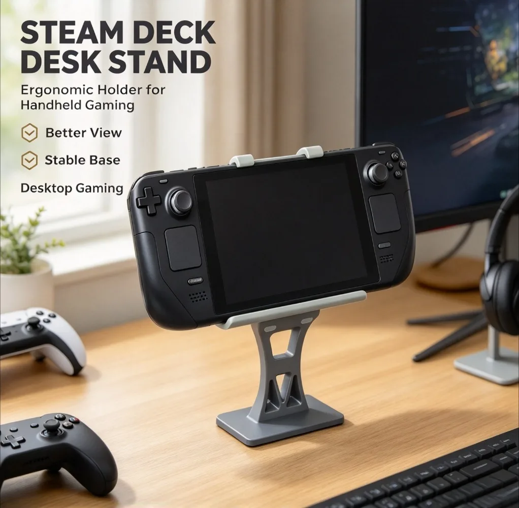 Steam Deck Abdominal Support 3D Printed Fatigue Relief Portable Comfortable Ergonomic Stand Long Gaming Travel Kit