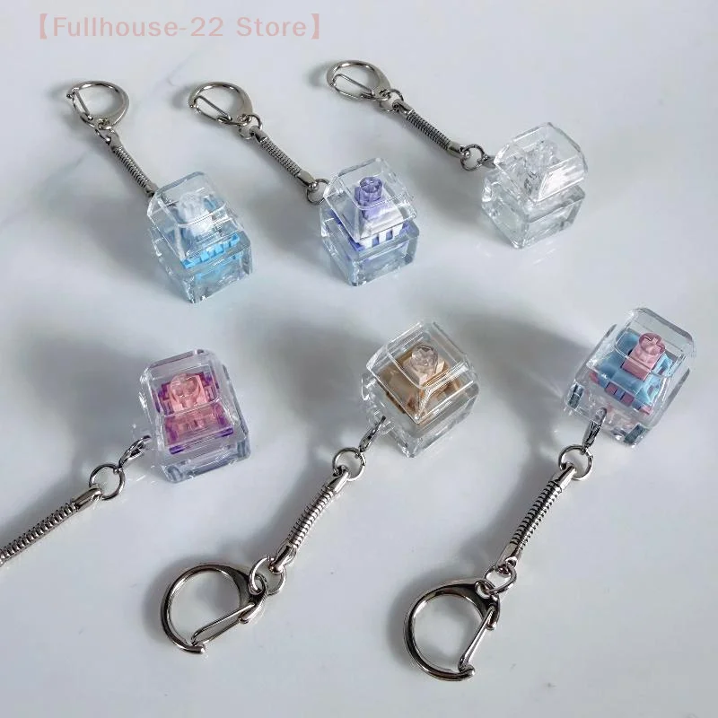 【MAX-22】1Pcs 1/2/3/4/9 Key Keyboard  Toys Crystal Keycap Keychain Stress Relief Fingertip Gadget Decompression Toys Clicker  Toy