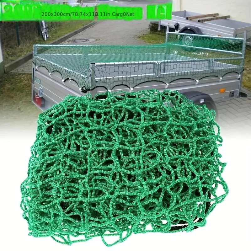 1 PC Green Truck Cargo Net - Durable Polyethylene Net Cover for Safe Luggage and Accessories Roof Trailer Extension