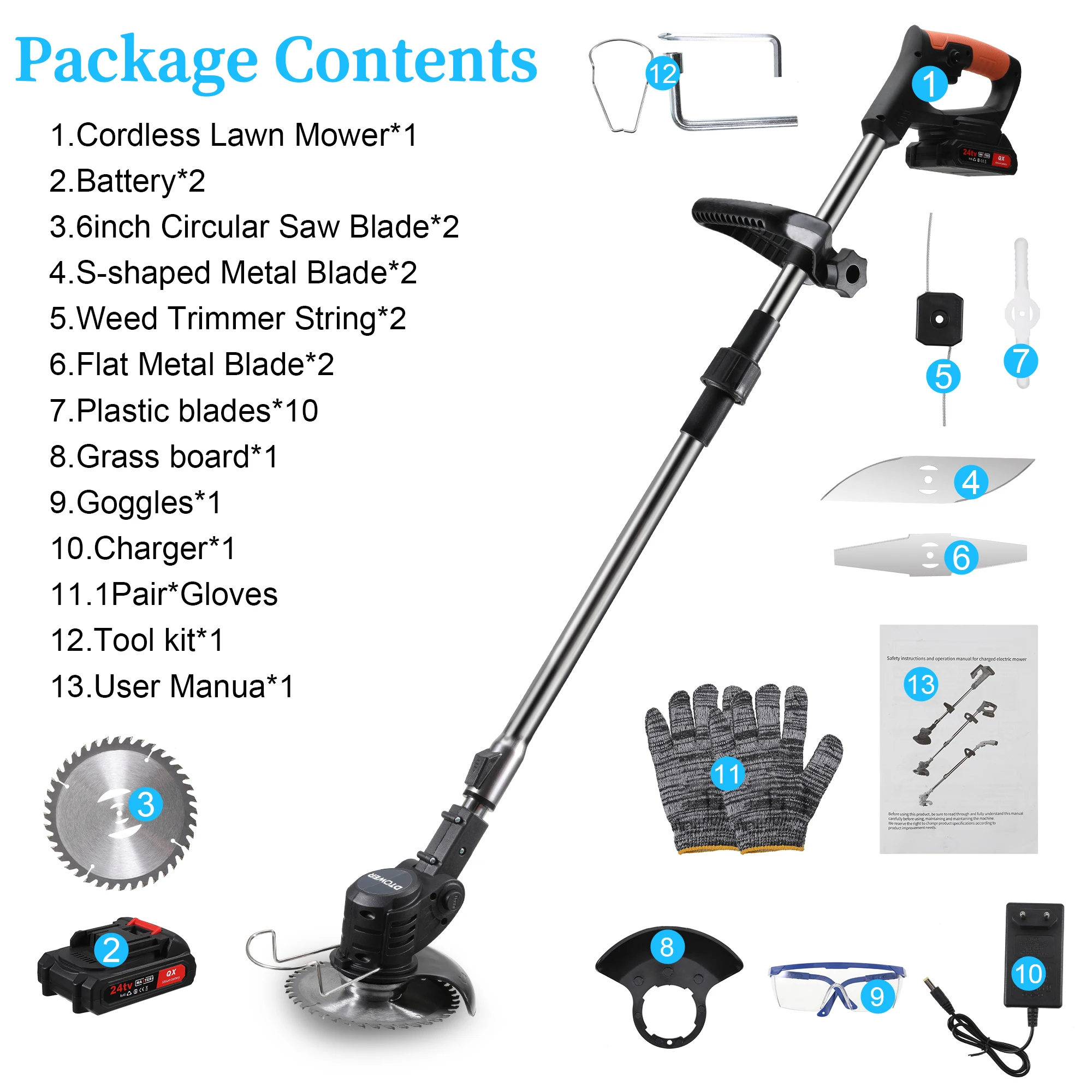 Tosaerba elettrico Weed Wacker tagliaerba pieghevole batteria al litio sarchiatrice Cordless Garden curte pieghevole regolabile