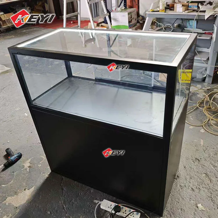 Retail Store Metal Tempered Glass Dislay Cabinet TCG Trading Cards Sport Card Display Counter Table with LED Lighting