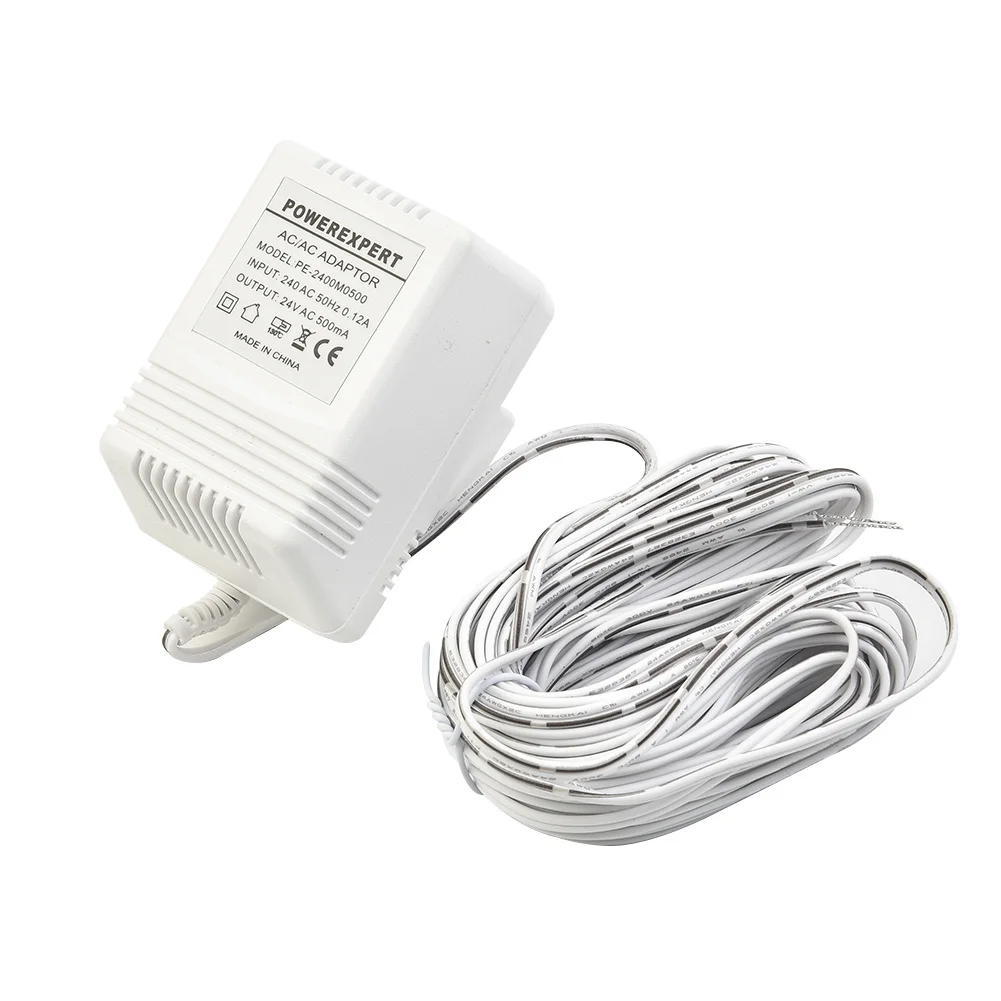 Transformador de timbre de vídeo de 24V y 500mA, Cable de 8 metros, adaptador de fuente de alimentación de cámara, cargador para anillo de