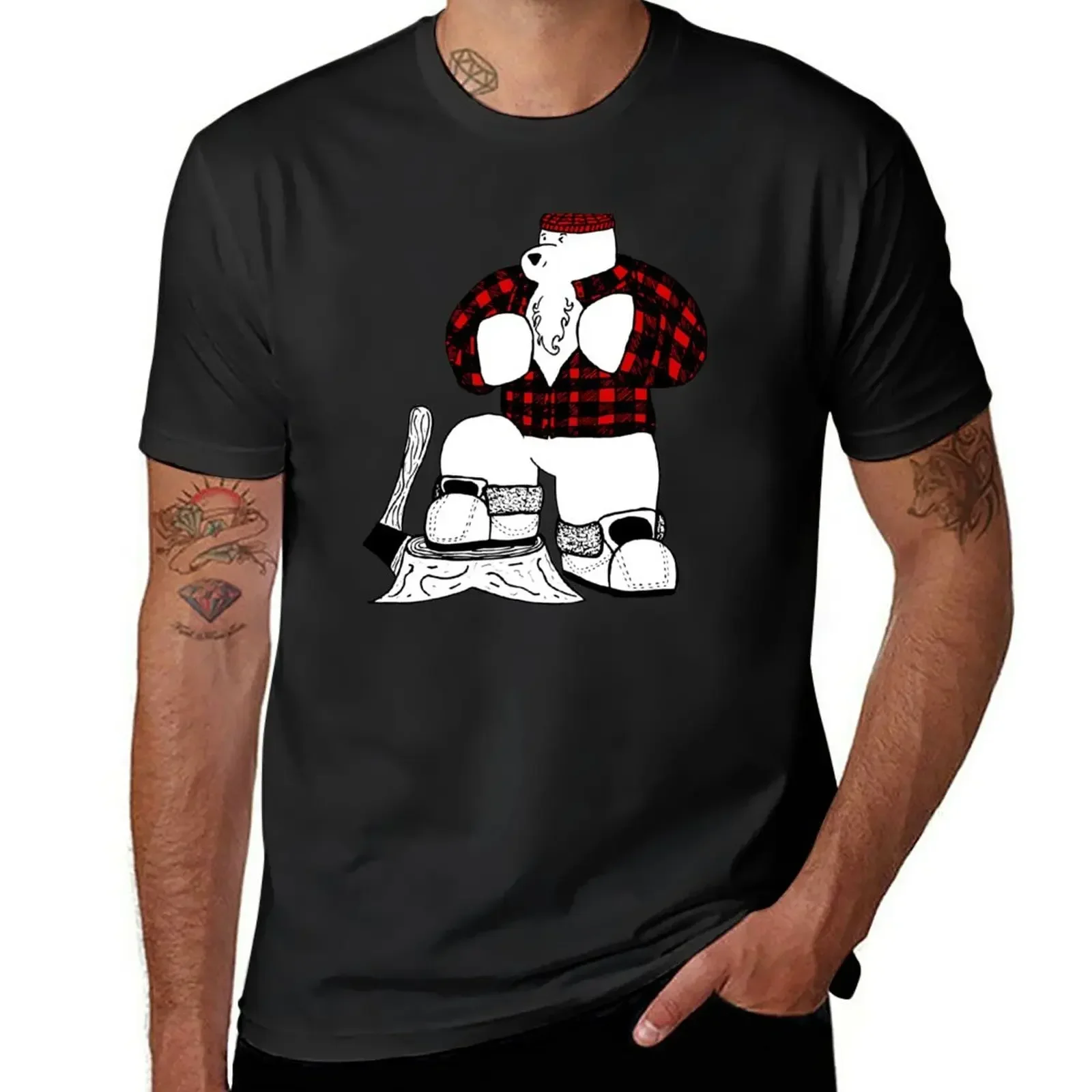 Lumberjack Bear T-Shirt summer clothes custom t shirt vintage graphic tee black t shirts for men