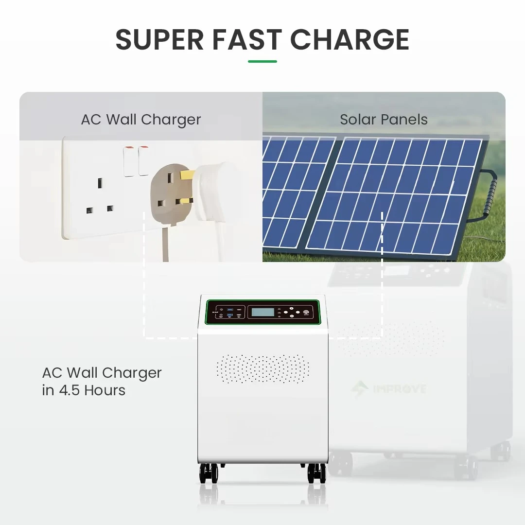 AC DC Output 3kW All in One Mobile LiFePO4 Solar Generator Battery Bank Portable Power Station for Home Use Outdoor