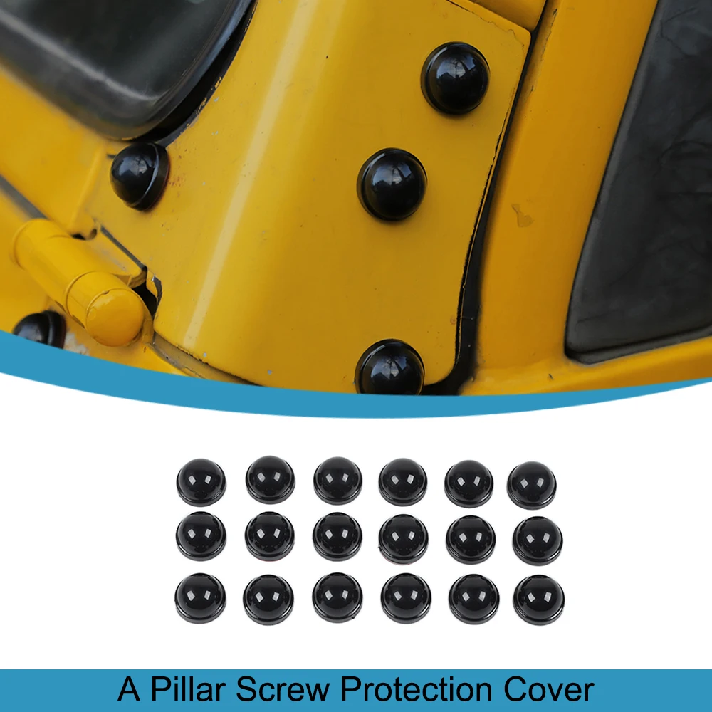 

A Pillar Screw Protection Decoration Cover Trim Stickers for Jeep Wrangler TJ 1997-2005 2006 Car Exterior Accessories ABS Black