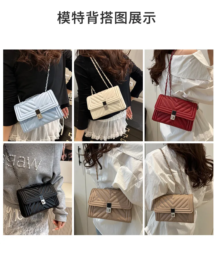 Neue Mode Mini Stepp Geprägte Kette Schulter Tasche für Frauen Einfache Vielseitige Diagonal Umhängetasche Platz Handtasche Weiblichen Beutel – Detail 6