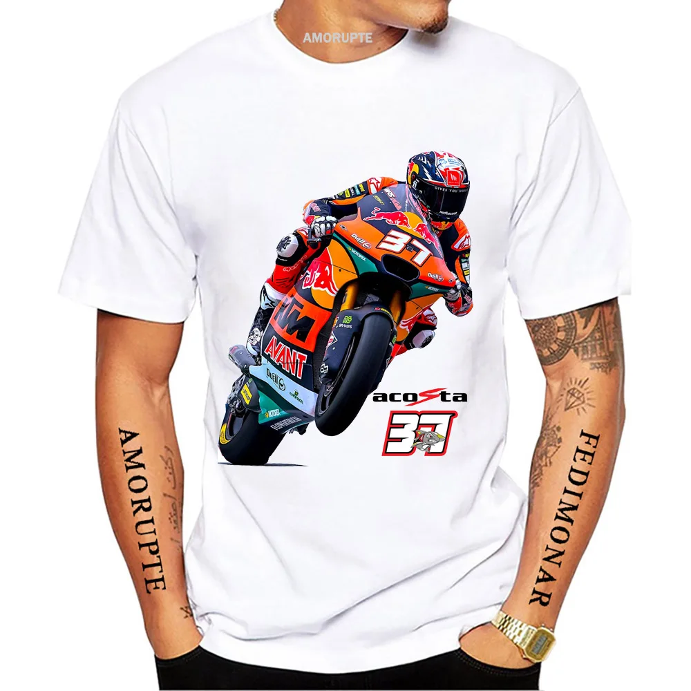 37 Pedro Acosta Shark 2023 GP Riding T-Shirt New Summer Men Short Sleeve Moto Sport Boy Casual White Tops Motorcycle Rider Tees