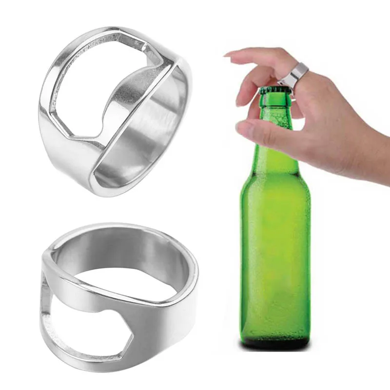 Creative Bottle Opener Ring Corkscrew Stainless Steel Finger Ring Beer Can Openers Gadgets Cool Bar Kitchen Accessories Gifts