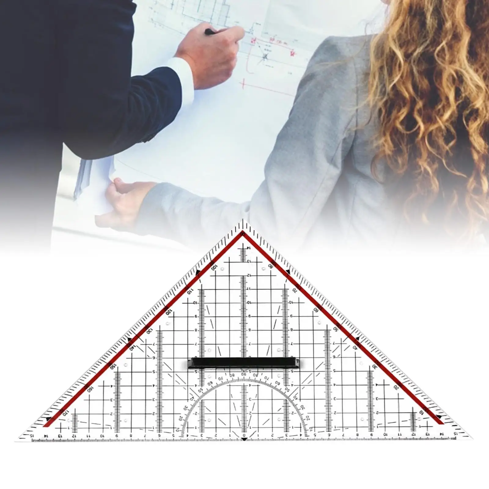 Righello triangolare in acrilico righello per studenti di misurazione di precisione con strumento per impugnatura