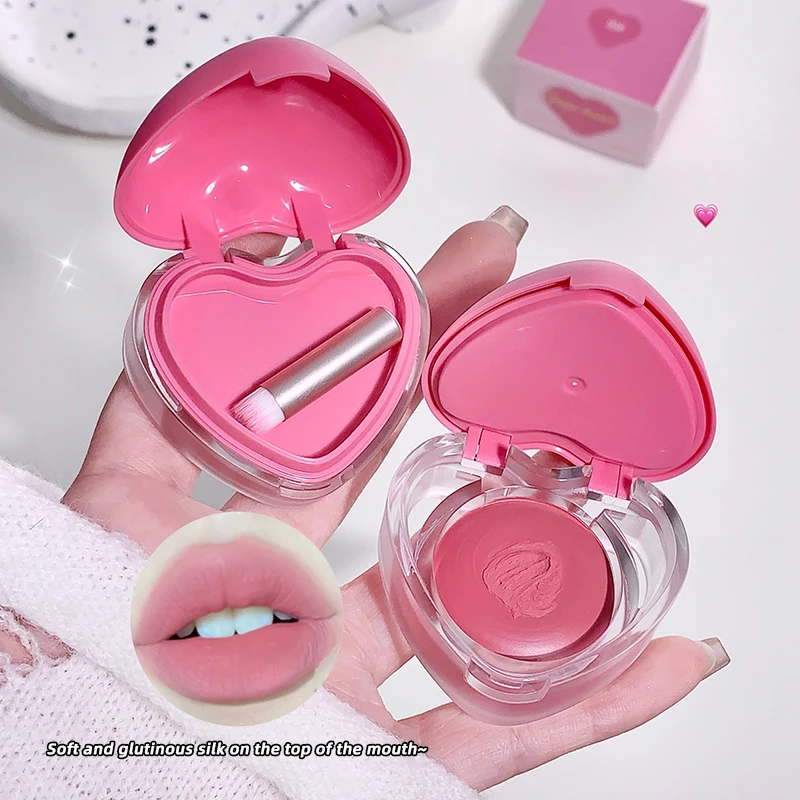 Balsamo labial e bochecha em formato de coração Gegebear – acabamento fosco fino e macio com tons rosa delicados para um visual de blush