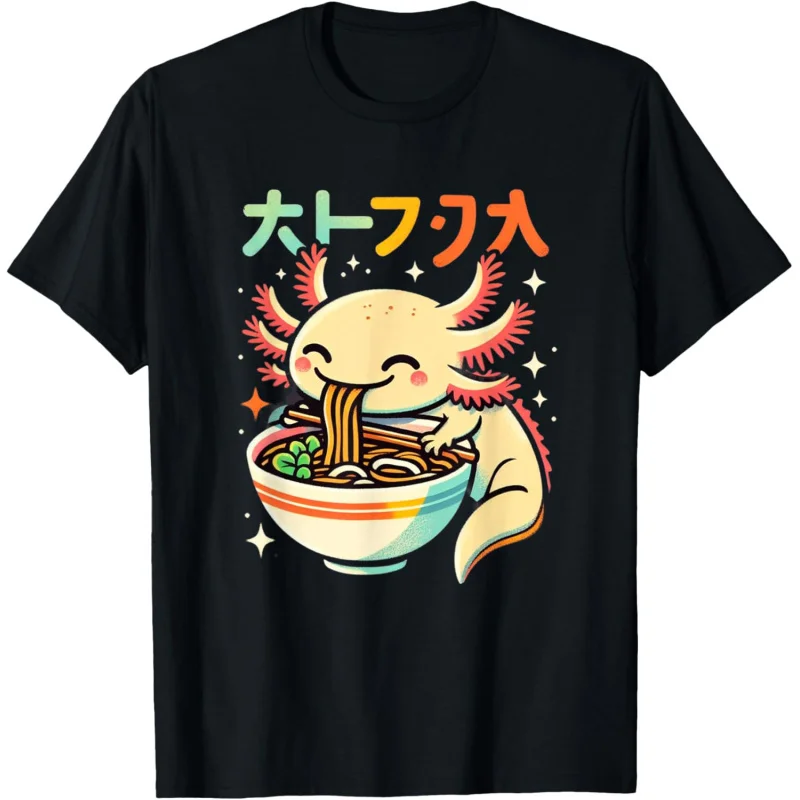 Axolotl Ramen Kawaii Neko Japanse noedels esthetische T-shirt