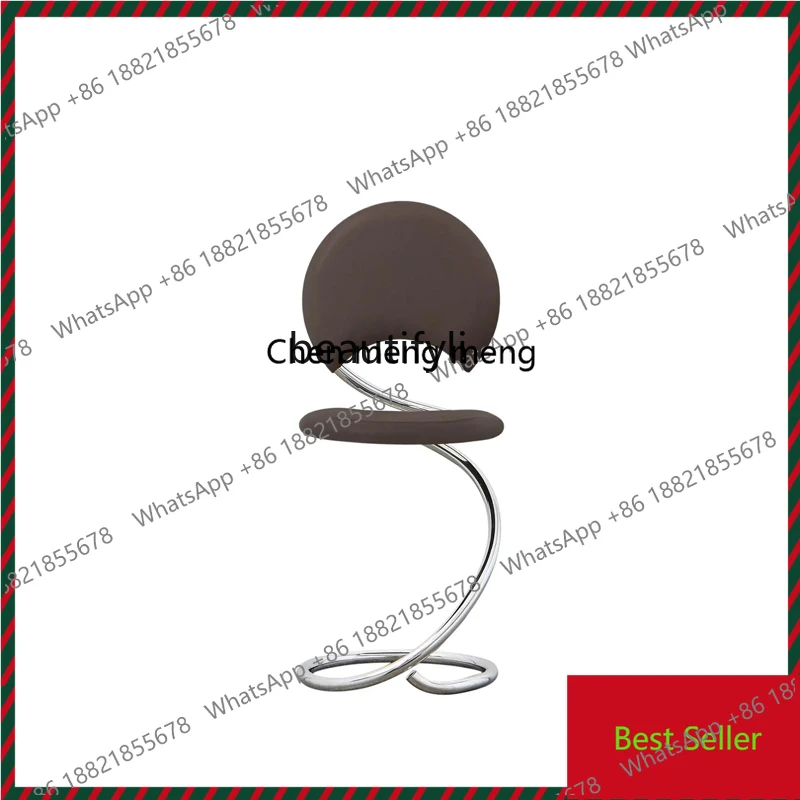 Stainless Steel Black Snake Ring Steel Chair Leather Soft Bag Backrest without Armrest Modern Creative Design Dining Chair
