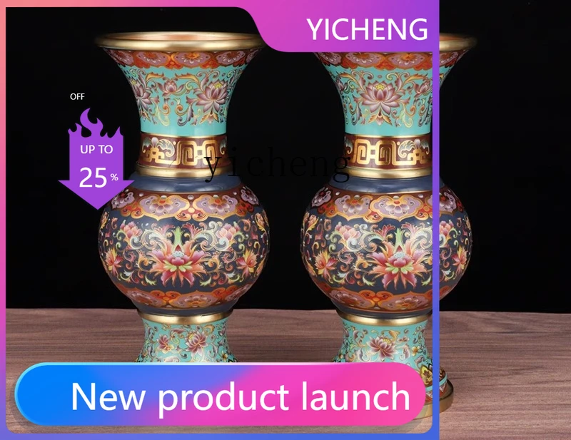 LYY  pure copper offering Buddha incense burner lotus vase Buddha front fruit plate bottle offering Guanyin ornament set