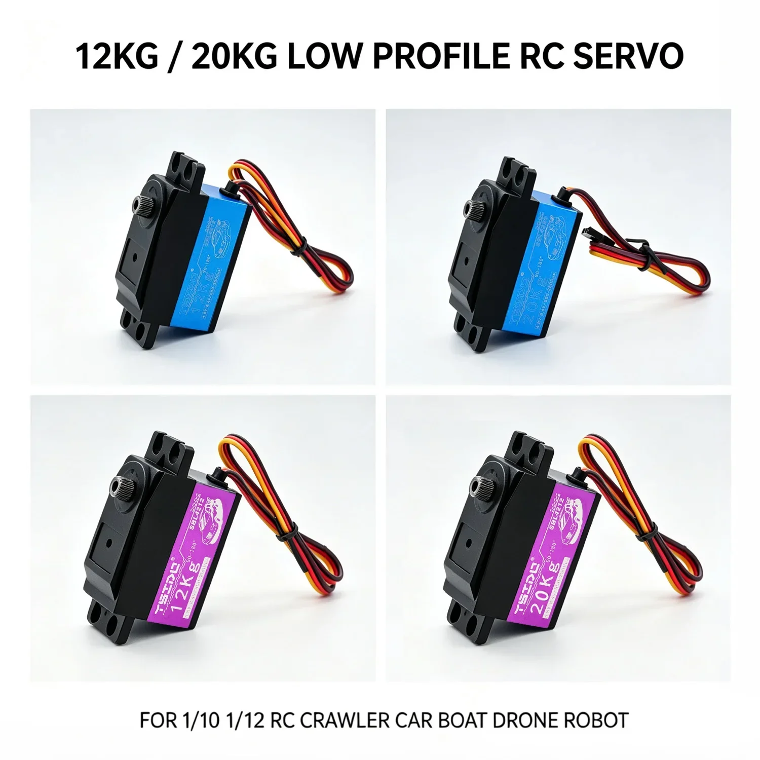 12KG 20KG Short Body Low Profile Digital RC Servo Metal Gear High Torque for 1/10 1/12 RC Crawler Car Boat Drone Upgrade Parts