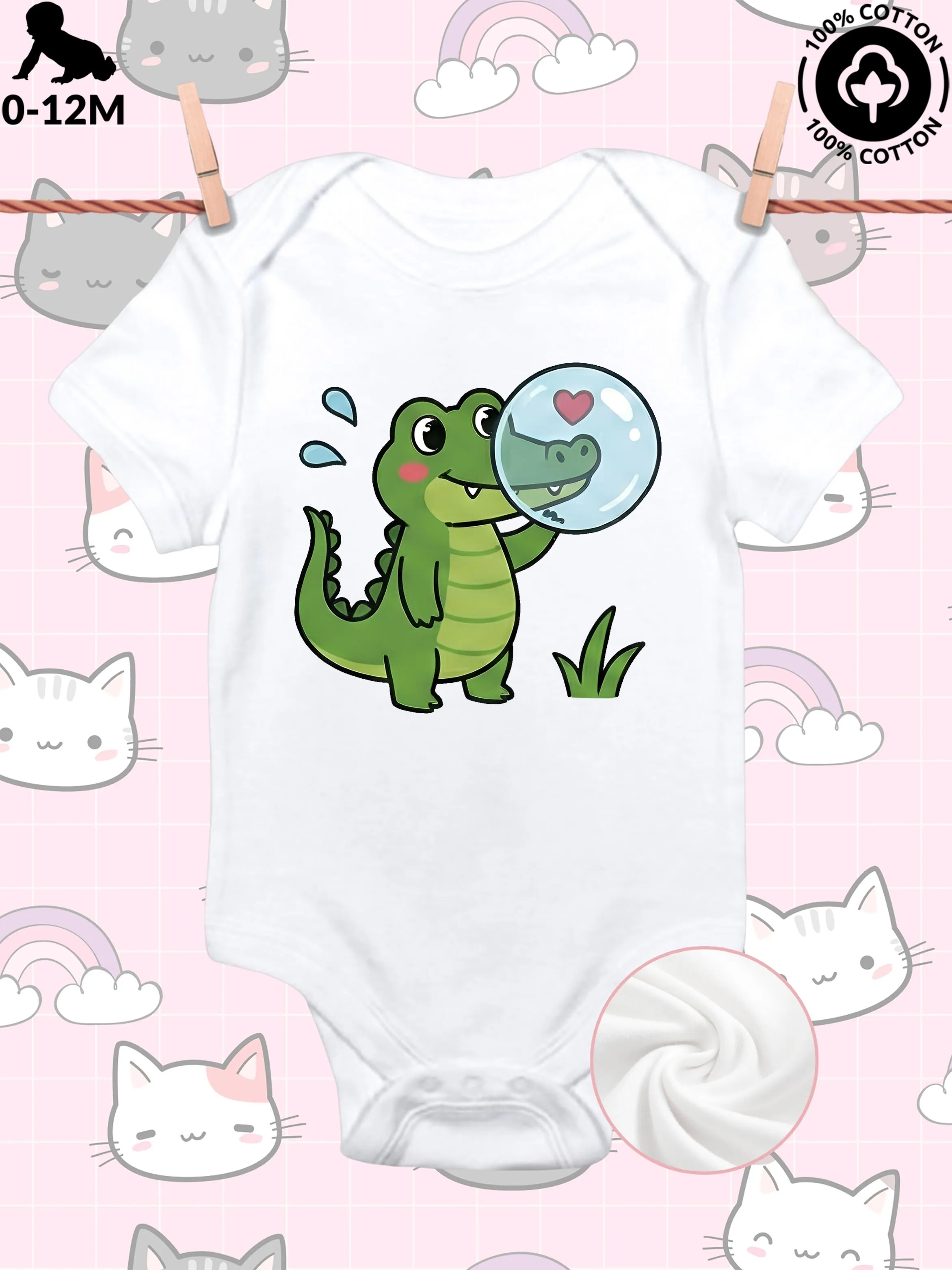 

Bubble And Crocodile Unisex Baby Crawling Suit, Pure Cotton Soft Onesie, All-Season Wear White Bodysuit 190GSM