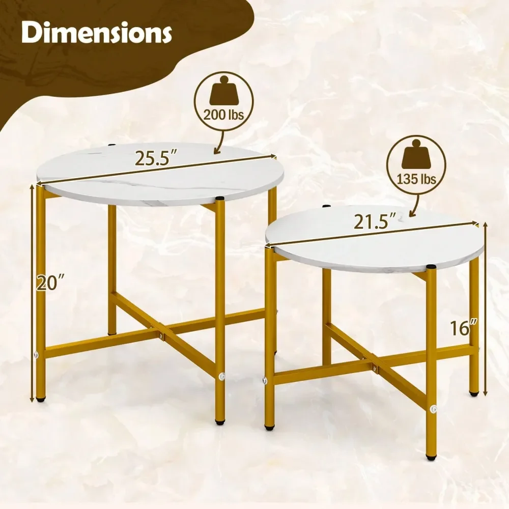

Round Coffee Table Set Of 2 21.5 25.5 Nesting Coffee Tables Circle End Table