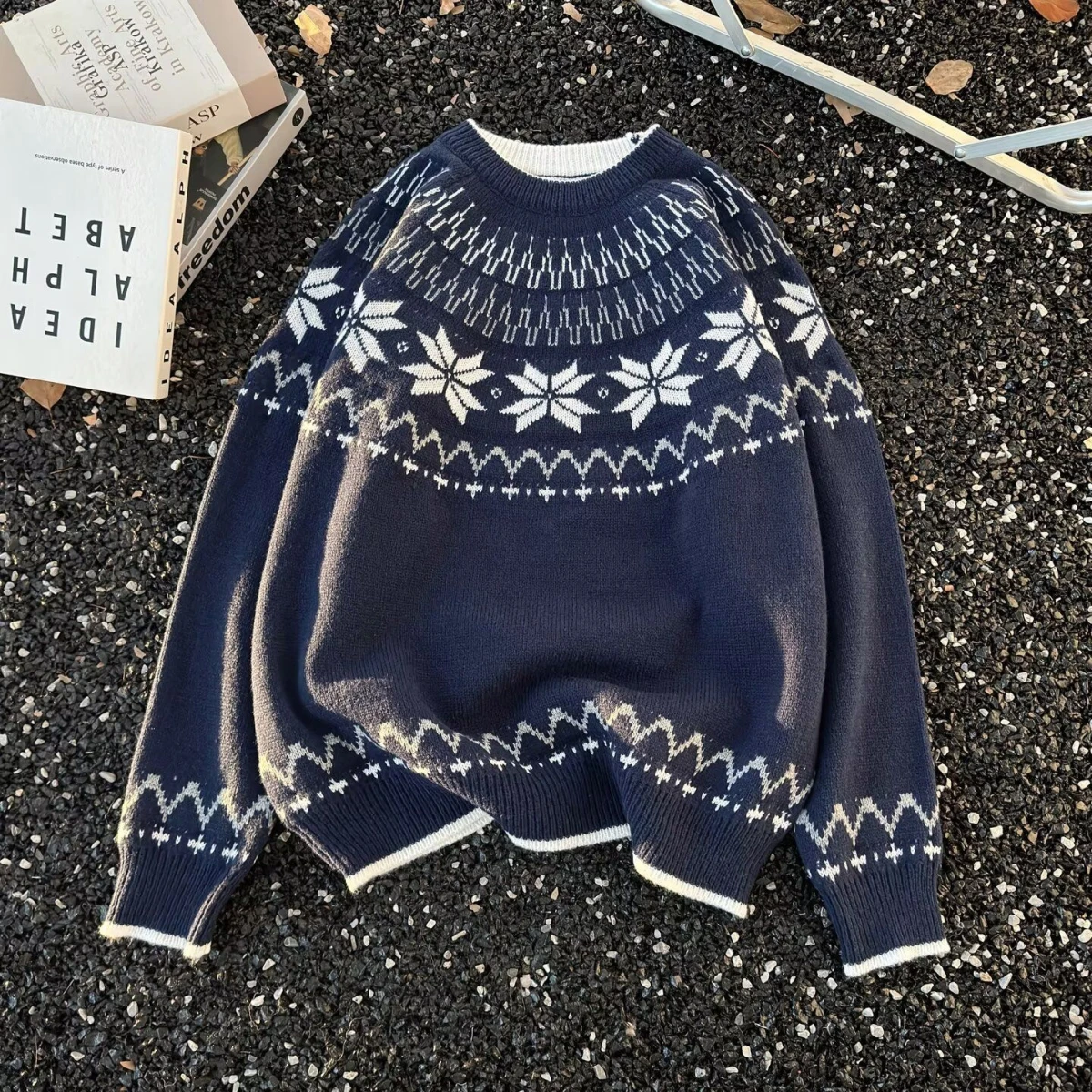 

ex Knitted Sweater Casual Versatile Autumn Winter Faion Basic American Sle Couple Matching Long Sve round Ne Pul...