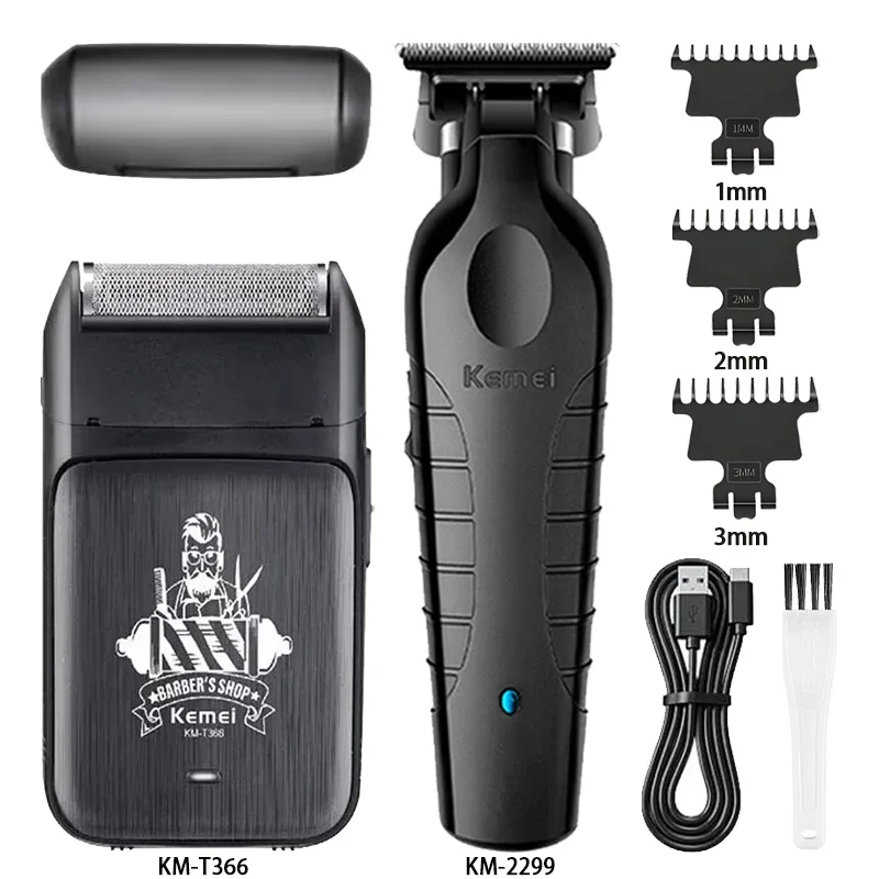 Kemei KM-2299 KM-T366 Professional Barber Cordless Electric Hair Clippers USB Rechargeable Hair Trimmers Hair Cutting Machine