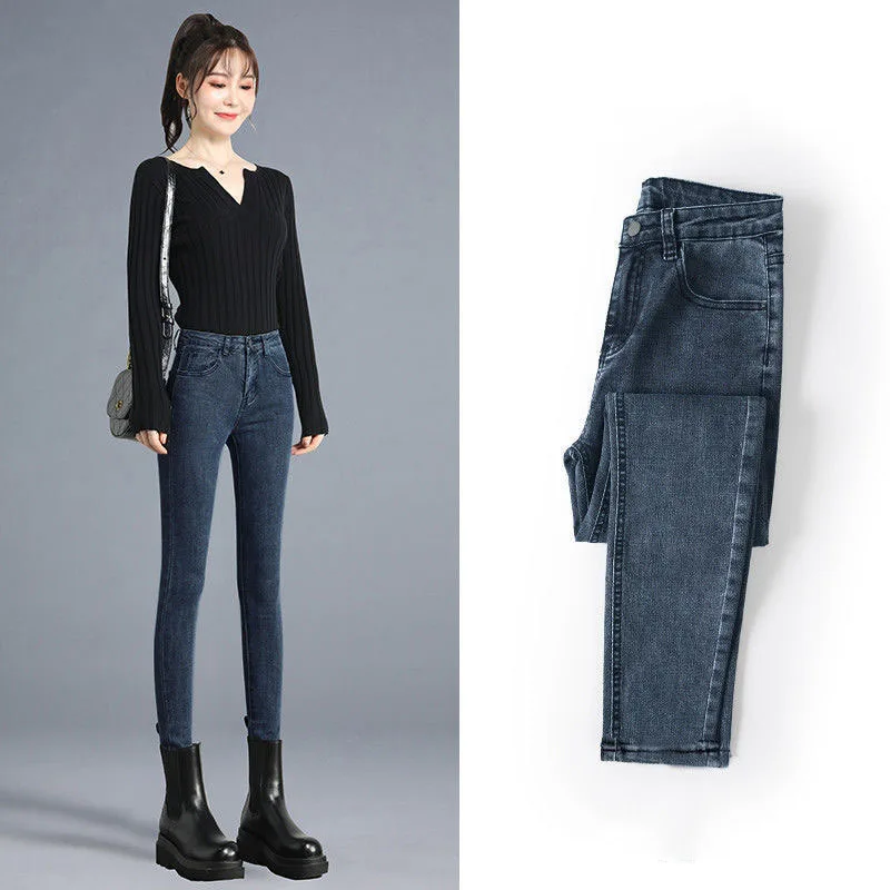 Jeans Vintage a vita alta Skinny a matita donna Casual Streetwear pantaloni in Denim elasticizzato coreano sottile Vaqueros Slim New Kot Pantolon