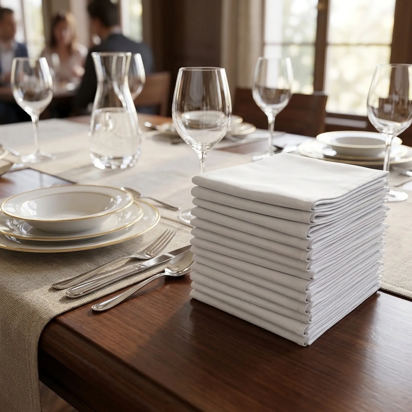 Brand New Practical Useful Cloth Napkins Supplies Restaurant White 12Pcs 40x40cm For Cleaning Cookware Brand New