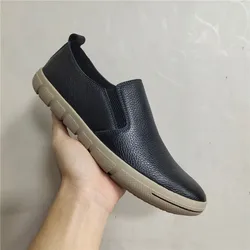 2023 Shoes Man 100% Genuine Leather Man Flat Shoes Casual Loafers Slip On Flats Shoes Moccasins Man Driving Shoes