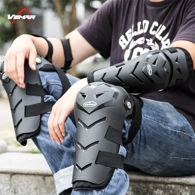 4 Stuks Nieuwe Vemar Rijden Knie Brace Elleboog Pads Goedkope Moto Motorcross Elleboog Bescherming Motorfiets Accessoires Knie Beschermer