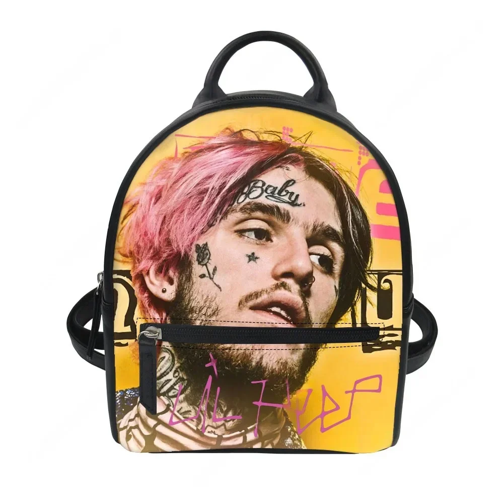 Harajuku Lil Peep Custom Backpack Purse  Hip Hop Rapper Carter Schoolbags Double Shoulder Bag Mini Daypack Leather Travel Bag