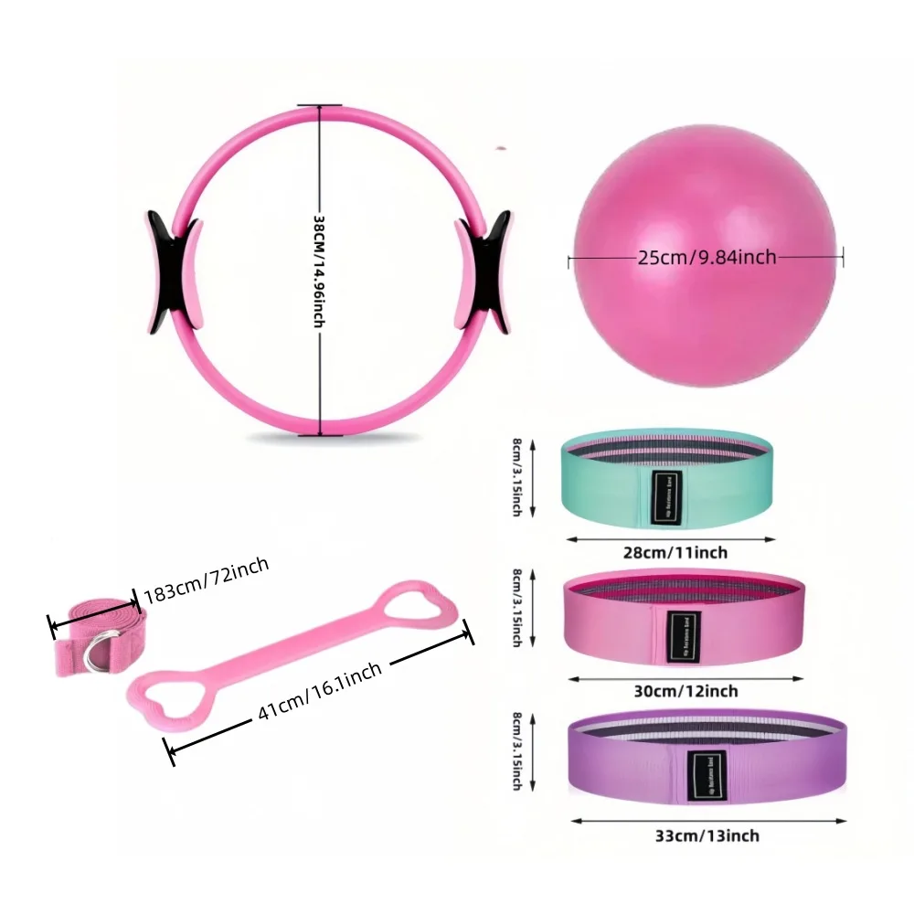 8-piece Pilates Ring Ring Set Home Fitness Equipment Yoga Fitness Set Yoga Ring Resistance Belt Pilates Equipment  Accessories