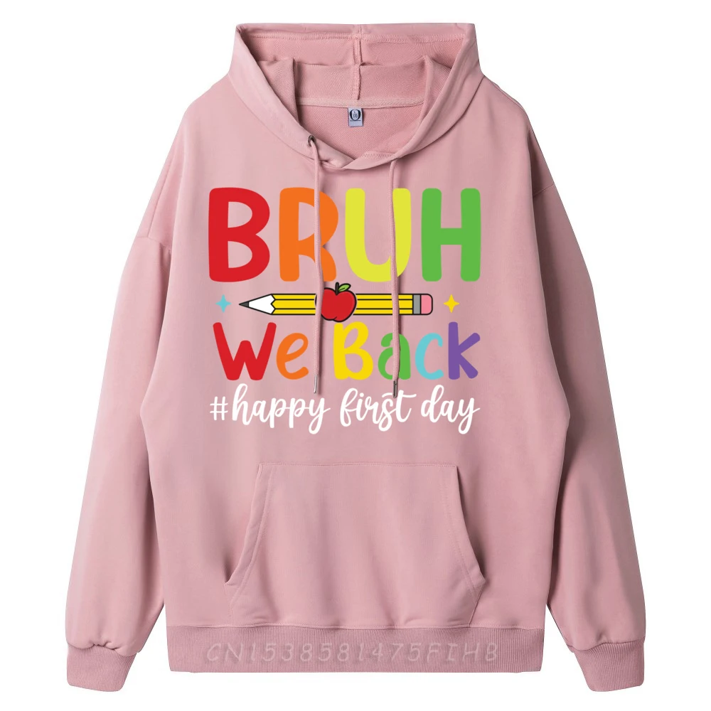 Bruh We Back Smile Face Classic Mens Hoodies Crewneck Long Sleeve Hoodies Normal Coat