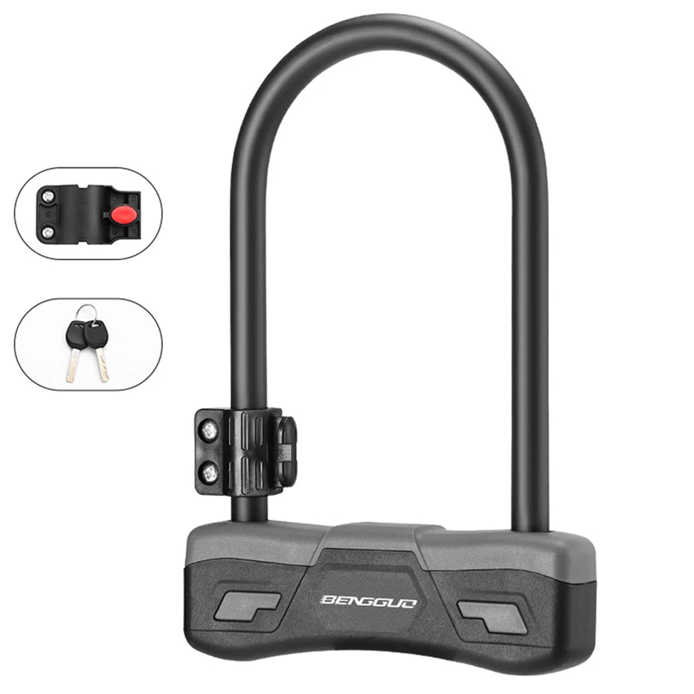 

Bike U Lock with Mounting Bracket Portable Bicycle U-shaped Lock with 2 Keys Anti-Theft Lock for Road Mountain Electric Bike