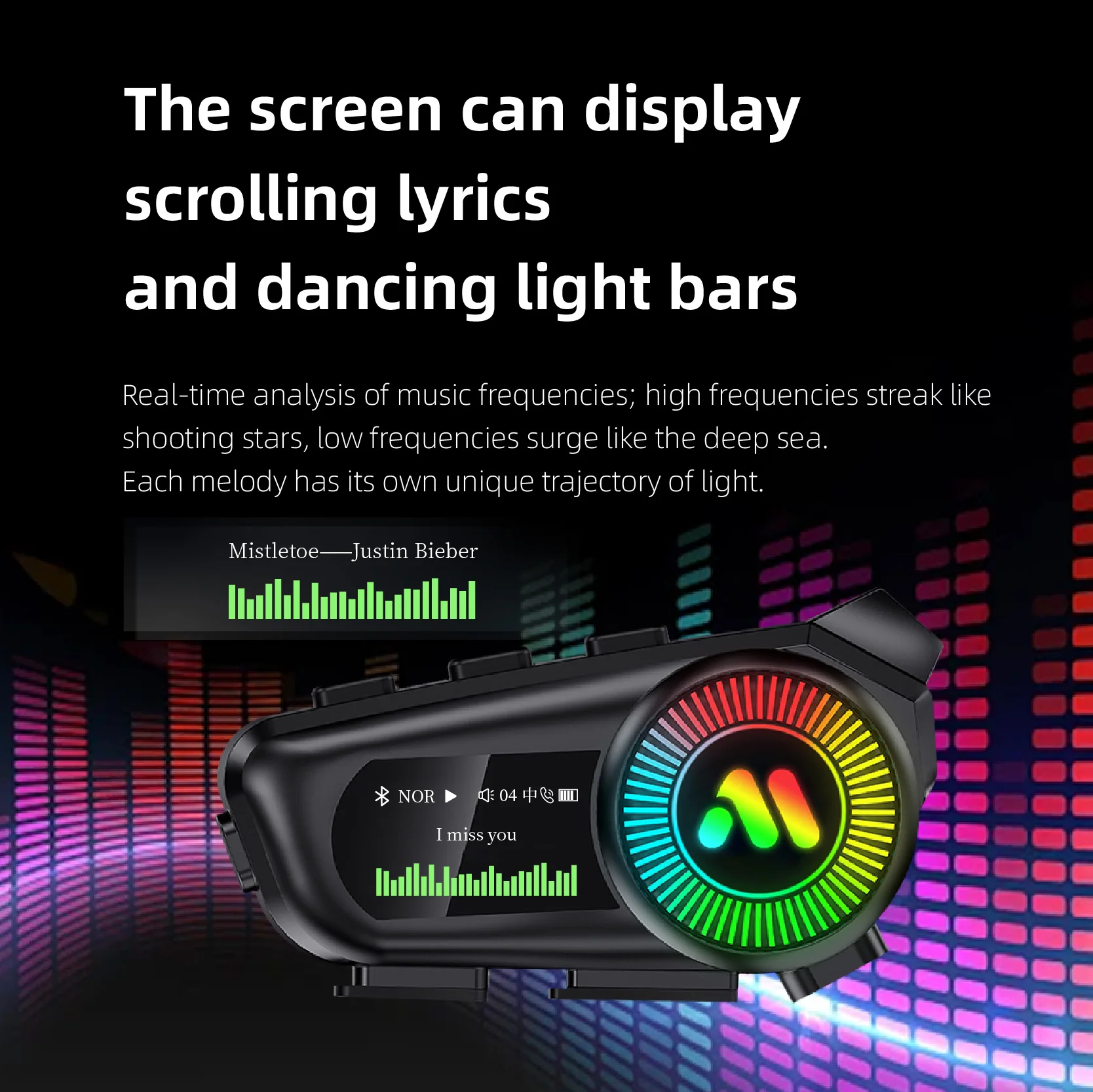 Bluetooth Motorcycle Helmet Headsets Wireless Communication Riding Earphones BT 6.0 FM Radio LED Display TF Card Support image 6
