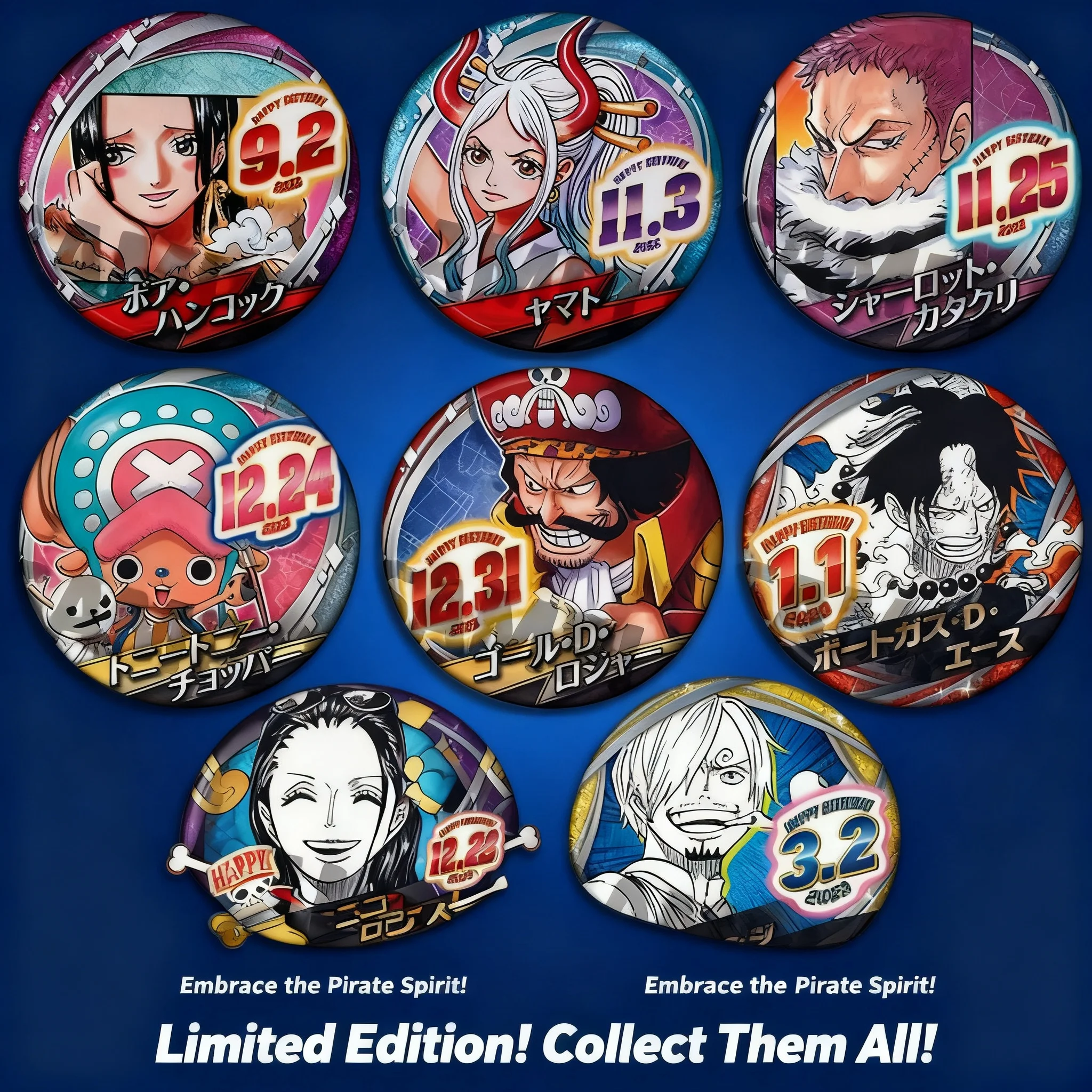 

Значок-брошь One Piece (Аниме) 2023: Коллекционный мерч с Эйсом, Санджи, Сабо, Робином. Сделано в Китае.