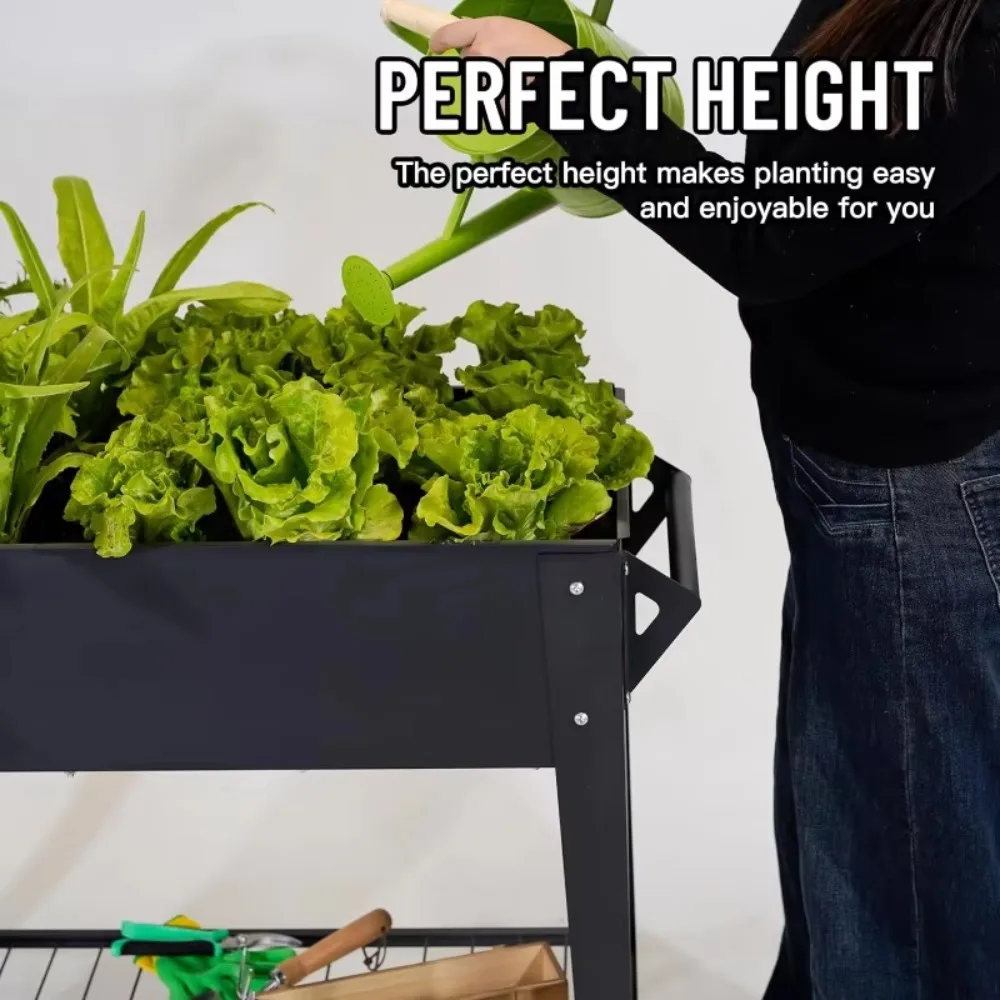 

New upgradeElevate 32" Tall Raised Garden Bed Outdoor with Wheels & Shelf for Mobility, 400LBS CapacityHot-Sell!