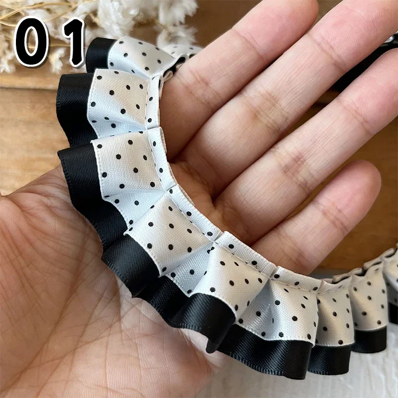 

5 м двухслойное плиссированное кружево в горошек, высококачественная кружевная отделка лент для шитья одежды, платья, подол, украшение для бейджа своими руками